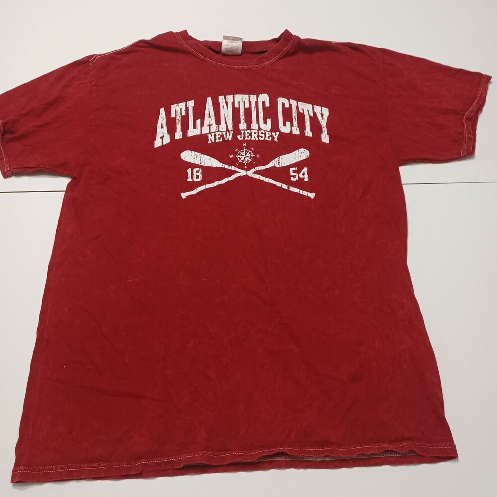 Atlantic City New Jersey Colortone Womens T-Shirt Red Tie Dye Short Sleeve L